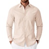 image:imageCOOFANDY Mens Oxford Shirt Long Sleeve Casual Button Down Shirts Soild Dress Shirts with PocketBeige