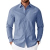 image:imageCOOFANDY Mens Oxford Shirt Long Sleeve Casual Button Down Shirts Soild Dress Shirts with PocketDark Blue