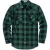 image:imageCOOFANDY Mens Plaid Flannel Shirts Long Sleeve Western Pearl Snap Shirts Fall Button Down Shirt for MenGreen Black