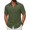 image:imageCOOFANDY Mens Short Sleeve Button Down Shirt Casual Cotton Beach ShirtsArmy Green