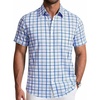 image:imageCOOFANDY Mens Short Sleeve Button Down Shirts Plaid Summer Dress Shirt with Pocket Business Casual Outfits for MenDark Blue White