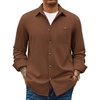 image:imageCOOFANDY Mens Waffle Button Down Shirt Casual Long Sleeve Corduroy ShirtsCaramel
