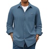 image:imageCOOFANDY Mens Waffle Button Down Shirt Casual Long Sleeve Corduroy ShirtsDark Blue
