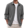 image:imageCOOFANDY Mens Waffle Shirt Jacket Casual Overshirt Long Sleeve Lightweight Textured Shacket with PocketGray