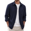 image:imageCOOFANDY Mens Waffle Shirt Jacket Casual Overshirt Long Sleeve Lightweight Textured Shacket with PocketNavy Blue