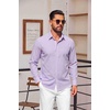 image:imageCOOFANDY Mens Button Down Long Sleeve Plaid Cotton Wrinkle Free Dress ShirtPurple Gingham