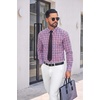 image:imageCOOFANDY Mens Button Down Long Sleeve Plaid Cotton Wrinkle Free Dress ShirtRed  Check