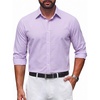 image:imageCOOFANDY Mens Button Down Long Sleeve Plaid Cotton Wrinkle Free Dress ShirtPurple Gingham
