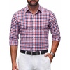 image:imageCOOFANDY Mens Button Down Long Sleeve Plaid Cotton Wrinkle Free Dress ShirtRed  Check