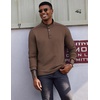 image:imageCOOFANDY Mens Quarter Button Pullover Long Sleeve Stand Collar TShirtsBrown