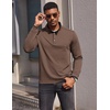 image:imageCOOFANDY Mens Quarter Button Pullover Long Sleeve Stand Collar TShirtsBrown