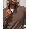 image:imageCOOFANDY Mens Quarter Button Pullover Long Sleeve Stand Collar TShirtsBrown