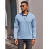 image:imageCOOFANDY Mens Quarter Button Pullover Long Sleeve Stand Collar TShirtsLight Blue