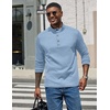 image:imageCOOFANDY Mens Quarter Button Pullover Long Sleeve Stand Collar TShirtsLight Blue