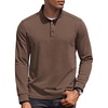 image:imageCOOFANDY Mens Quarter Button Pullover Long Sleeve Stand Collar TShirtsBrown