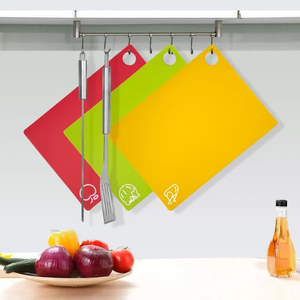 5 Pieces Flexible Cutting Boards, BPA Free Plastic Cutting Boards for Kitchen, Non Slip Cutting Mat for Meat and Vegetables