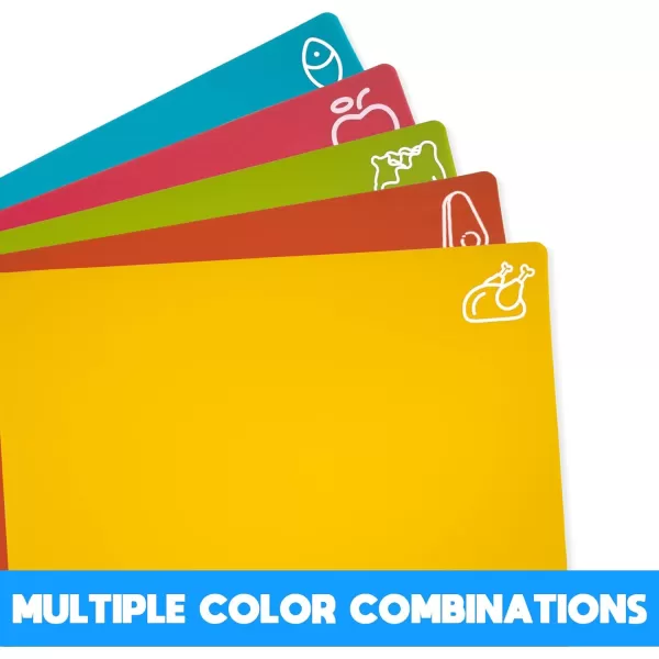 5 Pieces Flexible Cutting Boards, BPA Free Plastic Cutting Boards for Kitchen, Non Slip Cutting Mat for Meat and Vegetables