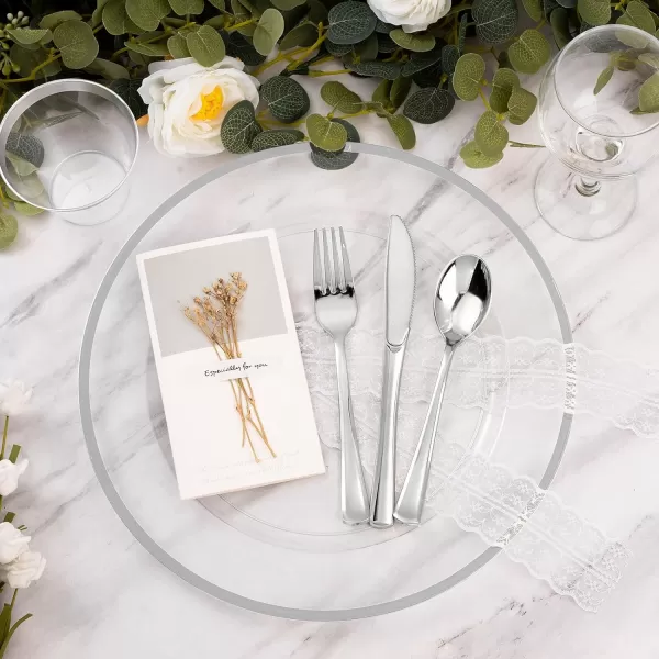 Goodluck 12 Inch Charger Plates, 25 Pack White Charger Plates with Gold Trim, Plastic Charger Plate Bulk for Dinner, Wedding, Party, Event Decoration