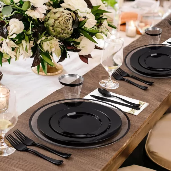 Goodluck 12 Inch Charger Plates, 25 Pack White Charger Plates with Gold Trim, Plastic Charger Plate Bulk for Dinner, Wedding, Party, Event Decoration