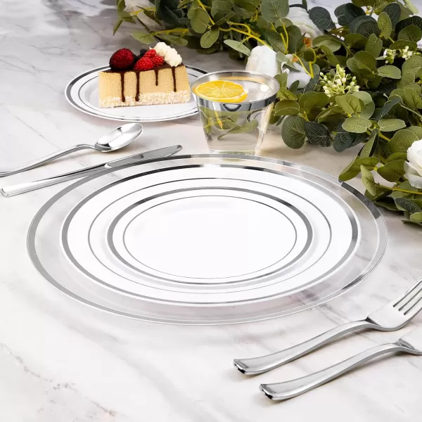 Goodluck 12 Inch Charger Plates, 25 Pack White Charger Plates with Gold Trim, Plastic Charger Plate Bulk for Dinner, Wedding, Party, Event Decoration