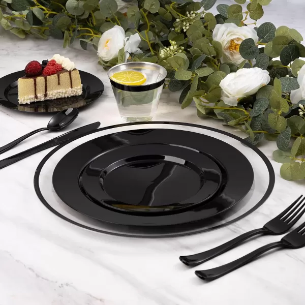 Goodluck 12 Inch Charger Plates, 25 Pack White Charger Plates with Gold Trim, Plastic Charger Plate Bulk for Dinner, Wedding, Party, Event Decoration