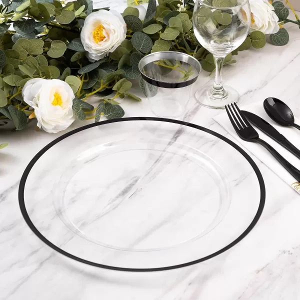 Goodluck 12 Inch Charger Plates, 25 Pack White Charger Plates with Gold Trim, Plastic Charger Plate Bulk for Dinner, Wedding, Party, Event Decoration