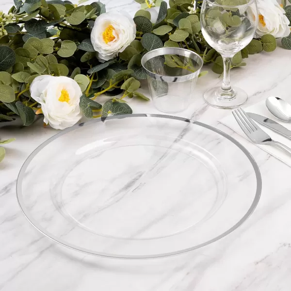 Goodluck 12 Inch Charger Plates, 25 Pack White Charger Plates with Gold Trim, Plastic Charger Plate Bulk for Dinner, Wedding, Party, Event Decoration