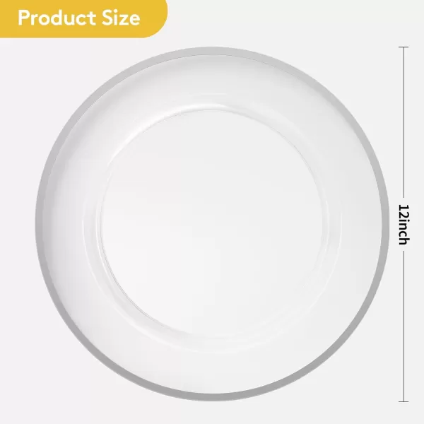 Goodluck 12 Inch Charger Plates, 25 Pack White Charger Plates with Gold Trim, Plastic Charger Plate Bulk for Dinner, Wedding, Party, Event Decoration