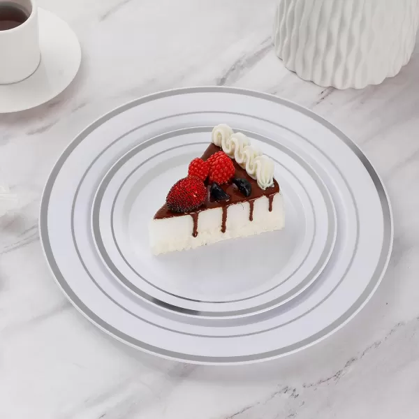 Goodluck 120PCS Gold Plastic Plates, Heavy Duty Disposable Gold Plates with 60 10.25 inch Dinner Plates and 60 7.5 inch Dessert Plates, Disposable Plates for Party, Holiday, Wedding