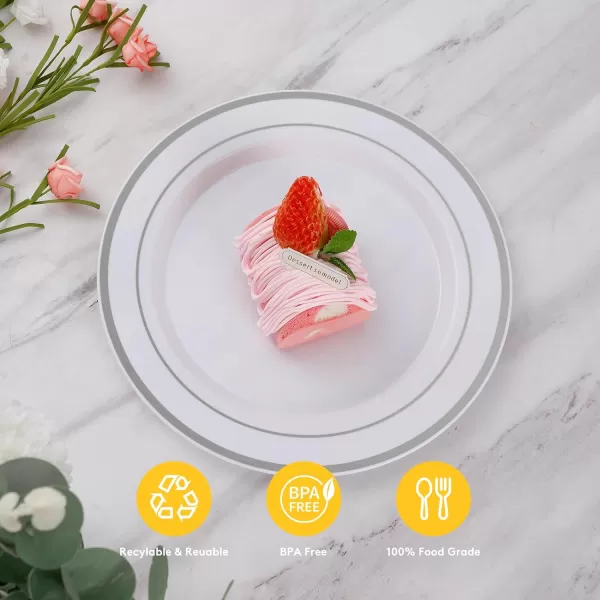 Goodluck 120PCS Gold Plastic Plates, Heavy Duty Disposable Gold Plates with 60 10.25 inch Dinner Plates and 60 7.5 inch Dessert Plates, Disposable Plates for Party, Holiday, Wedding
