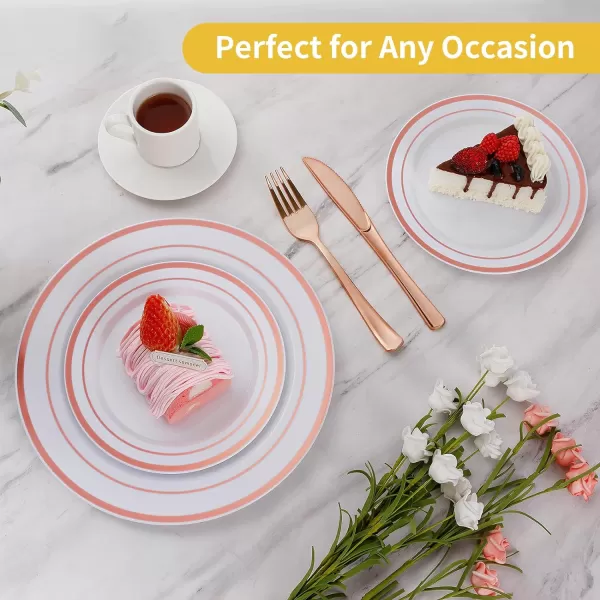 Goodluck 120PCS Gold Plastic Plates, Heavy Duty Disposable Gold Plates with 60 10.25 inch Dinner Plates and 60 7.5 inch Dessert Plates, Disposable Plates for Party, Holiday, Wedding