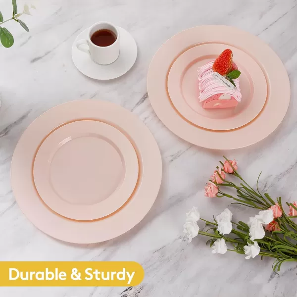 Goodluck 120PCS Gold Plastic Plates, Heavy Duty Disposable Gold Plates with 60 10.25 inch Dinner Plates and 60 7.5 inch Dessert Plates, Disposable Plates for Party, Holiday, Wedding