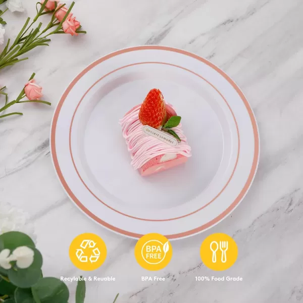 Goodluck 120PCS Gold Plastic Plates, Heavy Duty Disposable Gold Plates with 60 10.25 inch Dinner Plates and 60 7.5 inch Dessert Plates, Disposable Plates for Party, Holiday, Wedding