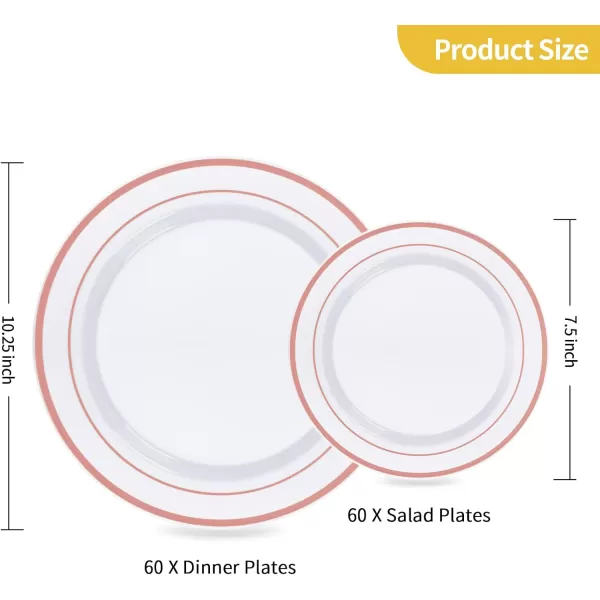 Goodluck 120PCS Gold Plastic Plates, Heavy Duty Disposable Gold Plates with 60 10.25 inch Dinner Plates and 60 7.5 inch Dessert Plates, Disposable Plates for Party, Holiday, Wedding