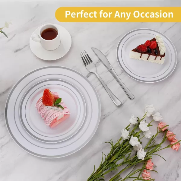 Goodluck 120PCS Gold Plastic Plates, Heavy Duty Disposable Gold Plates with 60 10.25 inch Dinner Plates and 60 7.5 inch Dessert Plates, Disposable Plates for Party, Holiday, Wedding