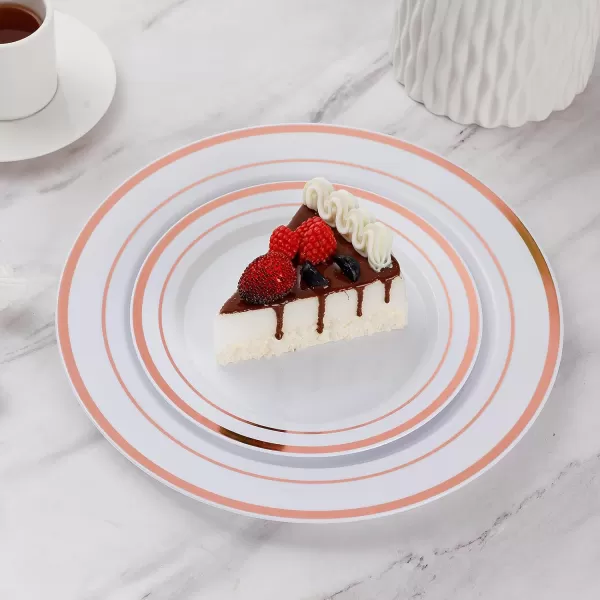 Goodluck 120PCS Gold Plastic Plates, Heavy Duty Disposable Gold Plates with 60 10.25 inch Dinner Plates and 60 7.5 inch Dessert Plates, Disposable Plates for Party, Holiday, Wedding