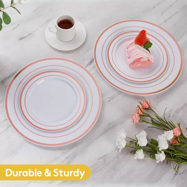 Goodluck 120PCS Gold Plastic Plates, Heavy Duty Disposable Gold Plates with 60 10.25 inch Dinner Plates and 60 7.5 inch Dessert Plates, Disposable Plates for Party, Holiday, Wedding
