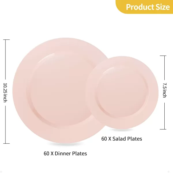 Goodluck 120PCS Gold Plastic Plates, Heavy Duty Disposable Gold Plates with 60 10.25 inch Dinner Plates and 60 7.5 inch Dessert Plates, Disposable Plates for Party, Holiday, Wedding