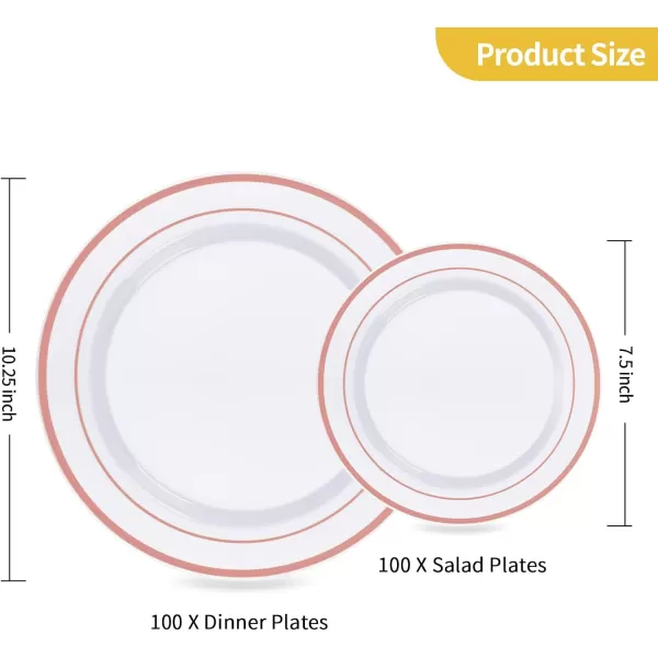Goodluck 120PCS Gold Plastic Plates, Heavy Duty Disposable Gold Plates with 60 10.25 inch Dinner Plates and 60 7.5 inch Dessert Plates, Disposable Plates for Party, Holiday, Wedding