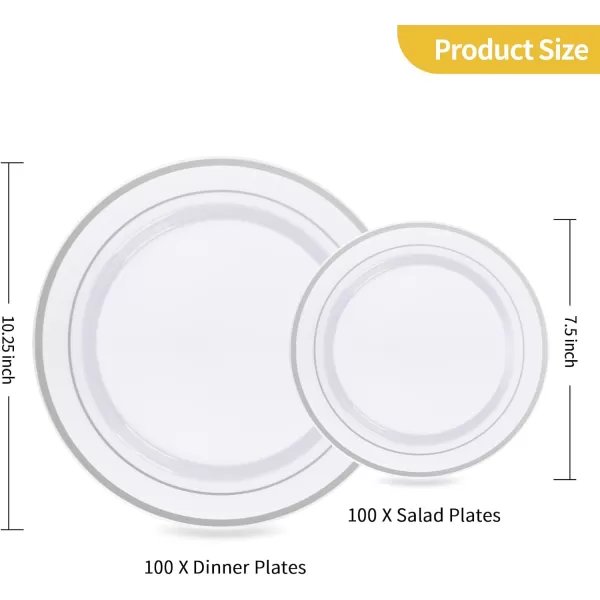 Goodluck 120PCS Gold Plastic Plates, Heavy Duty Disposable Gold Plates with 60 10.25 inch Dinner Plates and 60 7.5 inch Dessert Plates, Disposable Plates for Party, Holiday, Wedding