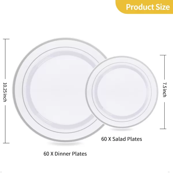 Goodluck 120PCS Gold Plastic Plates, Heavy Duty Disposable Gold Plates with 60 10.25 inch Dinner Plates and 60 7.5 inch Dessert Plates, Disposable Plates for Party, Holiday, Wedding