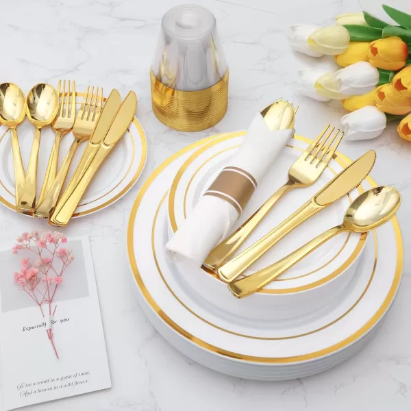Goodluck 300 Pack Rose Gold Plastic Forks, Heavy Duty Rose Gold Forks Disposable, Rose Gold Plastic Cutlery Perfect for Weddings, Parties, Dinners