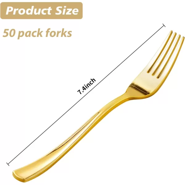Goodluck 300 Pack Rose Gold Plastic Forks, Heavy Duty Rose Gold Forks Disposable, Rose Gold Plastic Cutlery Perfect for Weddings, Parties, Dinners