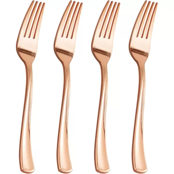 Goodluck 300 Pack Rose Gold Plastic Forks, Heavy Duty Rose Gold Forks Disposable, Rose Gold Plastic Cutlery Perfect for Weddings, Parties, Dinners