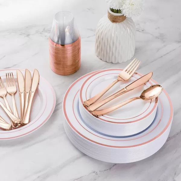 Goodluck 300 Pack Rose Gold Plastic Forks, Heavy Duty Rose Gold Forks Disposable, Rose Gold Plastic Cutlery Perfect for Weddings, Parties, Dinners