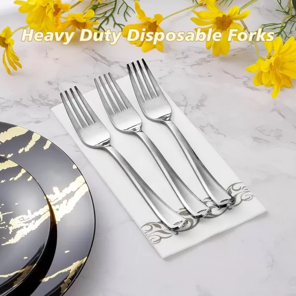 Goodluck 300 Pack Rose Gold Plastic Forks, Heavy Duty Rose Gold Forks Disposable, Rose Gold Plastic Cutlery Perfect for Weddings, Parties, Dinners