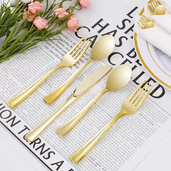 Goodluck 300 Pack Rose Gold Plastic Forks, Heavy Duty Rose Gold Forks Disposable, Rose Gold Plastic Cutlery Perfect for Weddings, Parties, Dinners