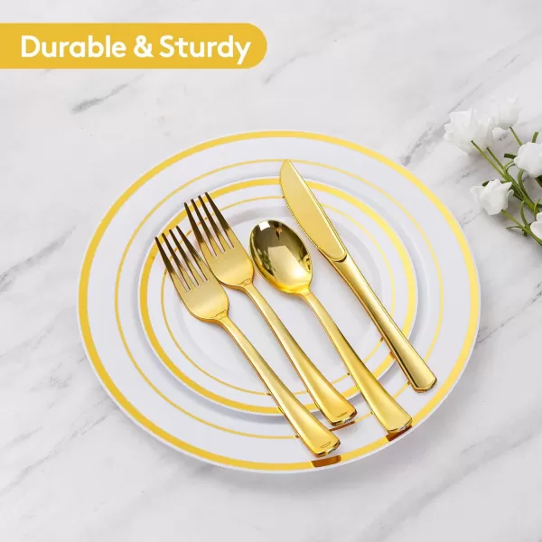 Goodluck 300 Pack Rose Gold Plastic Forks, Heavy Duty Rose Gold Forks Disposable, Rose Gold Plastic Cutlery Perfect for Weddings, Parties, Dinners