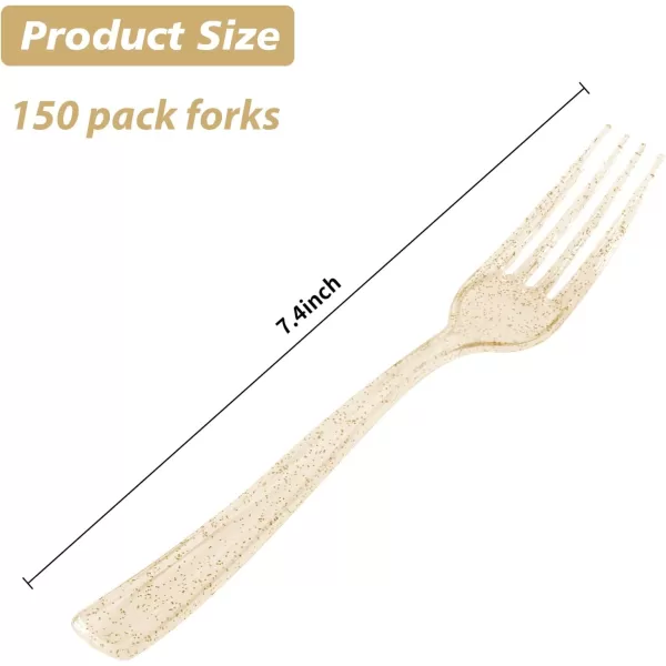 Goodluck 300 Pack Rose Gold Plastic Forks, Heavy Duty Rose Gold Forks Disposable, Rose Gold Plastic Cutlery Perfect for Weddings, Parties, Dinners