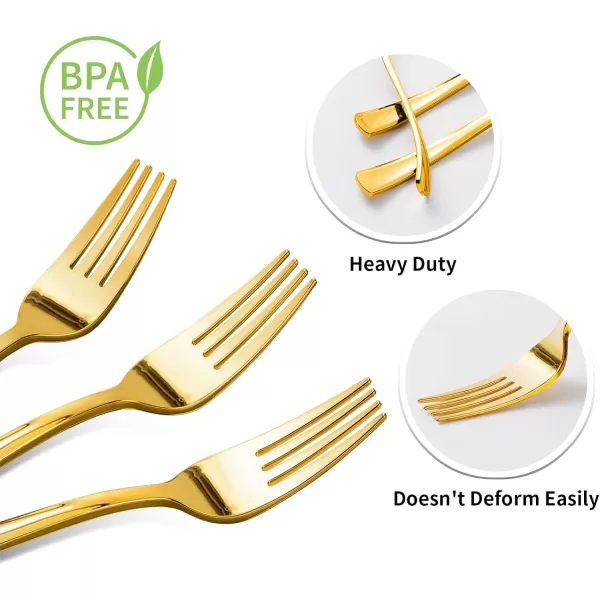 Goodluck 300 Pack Rose Gold Plastic Forks, Heavy Duty Rose Gold Forks Disposable, Rose Gold Plastic Cutlery Perfect for Weddings, Parties, Dinners